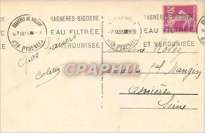 Bagnères-de-Bigorre — Lago de Oncet, Hotelaria e Col de Sencours (alt. 2378 m) — Editor A.P.H. n° 77 — Verso