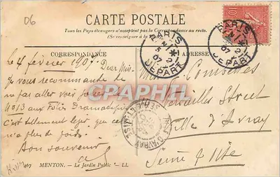 Menton — Il Giardino Pubblico — LL. n° 467 — Verso
