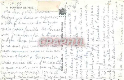 Pamiątka z Nicei — 4 sceny życia lokalnego — Wydawcy A.D.I.A. Nice, nr 10 — Rewers