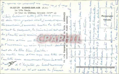 Cygień — Wewnętrzny dziedziniec zamku Grimaldi (XIV w.) — Wyd. La Cigogne, nr 06.027.59 — Rewers