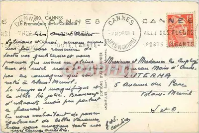 Cannes — Promenade de la Croisette — Edições de Anunier — Verso