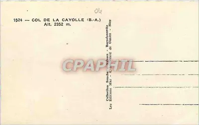 Col de la Cayolle — H. 2352 m. — Editions Marignard de Gimez — Rückseite
