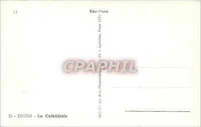 Digne - A Catedral — editor Réal-Photo, Paris — Verso