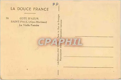 Saint-Paul (Alpes-Maritimes) — A Fonte Velha — Les Éditions d'Art Yvon — Verso