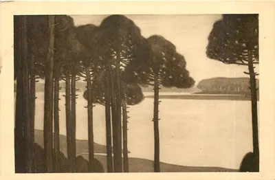 O Lago de Hossegor entre os pinheiros — J.-R. Sourgen, Imp. Braun & Cie, Dornach