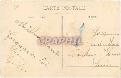 Bilhete postal antigo Arbois La Roche Percee — Verso