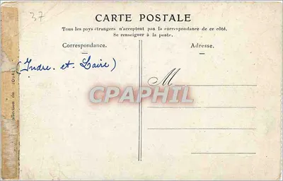 Zamek Bazay-le-Pisau — malowana scena z ogródkiem i wozem — F. Pissarro — Rewers