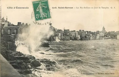 Saint-Servan — Os Bas-Sablons em um Dia de Tempestade — G. F. — Coleção GERMAIN filho mais velho, Saint-Malo