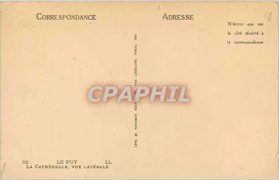 A Catedral, vista lateral — Le Puy — Editor: Lete e Querrien, Paris — Verso