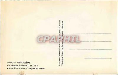 Angoulême — Katedra św. Piotra, tympan portalu — Wydawnictwo Sztuki Charentais Jarnac — Rewers