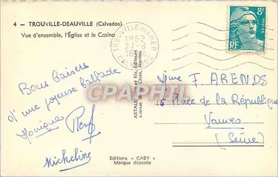 Trouville-Deauville — Vista generale, la Chiesa e il Casinò — Edizioni Caby — Verso