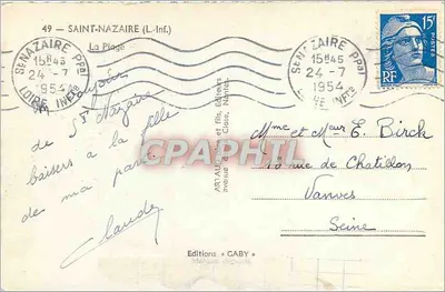 Saint-Nazaire (L.-Inf.) — A Praia — Edições Caby — Verso
