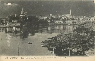 Pornic — Visão geral da Entrada do Porto sob a Lua — LL, n°96