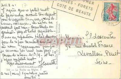 Rocha no meio do mar — Saint-Palais-sur-Mer — Tito — Verso