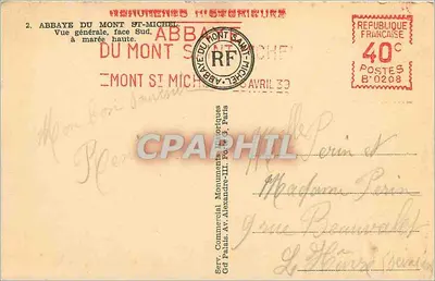 Monte Santo Michel — Visão geral, face Sul, com maré alta — Sarr. Commercial, Paris — Verso