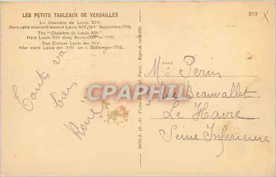 A Sala de Luís XIV — Versailles — Mongez — Verso