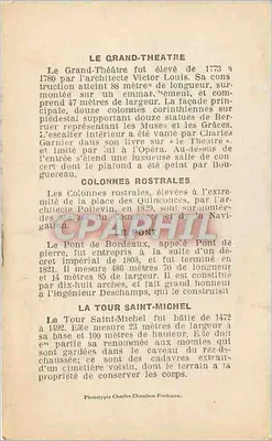 Monumentos de Bordeaux — Notas sobre os monumentos — Verso