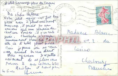 Hotel Larrouty, place des Termes — Salies-de-Béarn — Edições Francesas — Verso