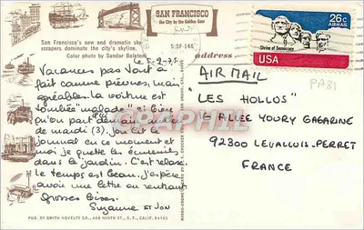 San Francisco — nocny skyline z Transamerica Pyramid — Smith Novelty Co. n° 5-SF-146 — Rewers