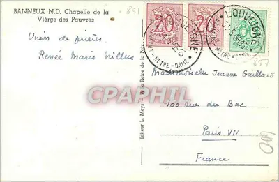 Kaplica Matki Pogani — Banneux N.D. — Wydawca L. Mays, n° 851 — Rewers