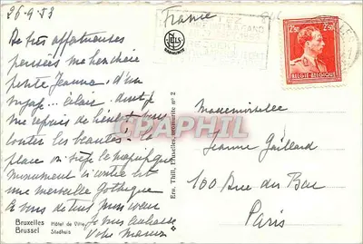 Praça da Bolsa — Hotel de Cidade — Editor E. Thill, Bruxelas, n° 2 — Verso