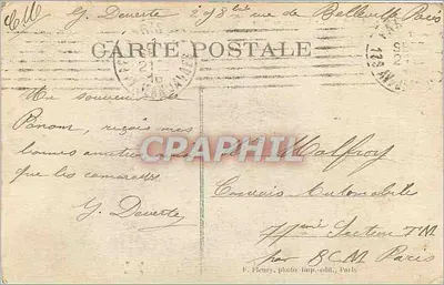 Paris (IV) - O Hotel de Ville — F. Fleury, Paris — Verso