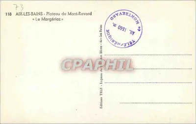 Aix-les-Bains - Plateau do Mont-Revard — « Le Margéria » — Edições Télephérique — Verso