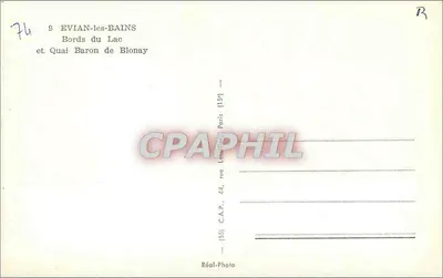 EVIAN-LES-BAINS — Brzegi jeziora i nabrzeże Barona de Blonay — Réal-Photo — Rewers
