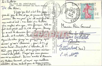 Chalet w Hauts-Alpes — Mont-Blanc w tle — Wydawnictwo Clichés Chassé, Saint-Jorioz — Rewers
