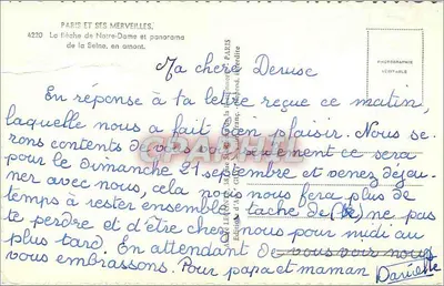 Widok Paryża — Strzała Notre-Dame i panorama Seiny, w górę — Wydawnictwo Art Guy — Rewers