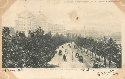 Embankment do rio Thames — Londres — S. Hillesheimer & Co. Ltd. London & Manchester