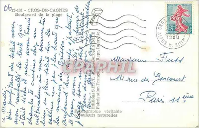 Cros-de-Cagnes — Boulevard de la plage — Wydawnictwo S.E.T.T. Corbella — Rewers