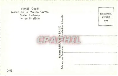 Nîmes (Gard) — Muzeum Domu Carrée — Stele pogrzebowa I lub II wieku — Éditions Rella — Rewers