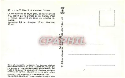 Nîmes - Dom Kwadratowy — Wydawca: Wydawnictwo "S.L." - nr 991 — Rewers