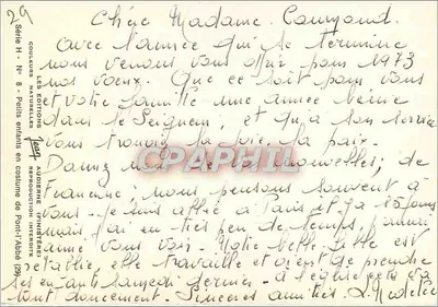 Dwa dzieci w strojach tradycyjnych — Bloavez Mad — Les Éditions Audrène — Rewers