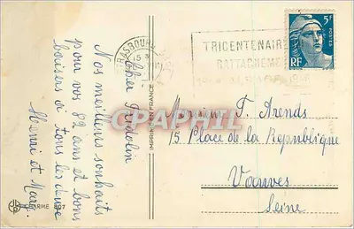 Rosas em um vaso — Aniversário — Imprimerie Darmé n°807 — Verso