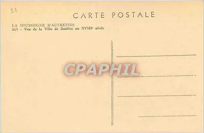 Vista da cidade de Saulieu — ao longo do caminho de Moronvillier — gravada por Né — editada por La Bourgogne d'autrefois, n° 36/1 — Verso