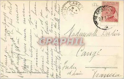 Como - Panorama — widok jeziora i gór — Prem. Stab. E fotografico L. Mortelman, Como — Rewers