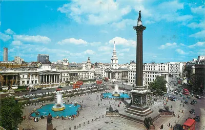 Praça de Trafalgar & Coluna de Nelson, Londres — The Photographic Greeting Card Co. Ltd. — n° 1310