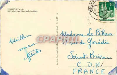 Frankfurt a.M. — Widok na Main i Katedrę — Anschichtsdruckerei Schöning & Co., Lübeck — Rewers