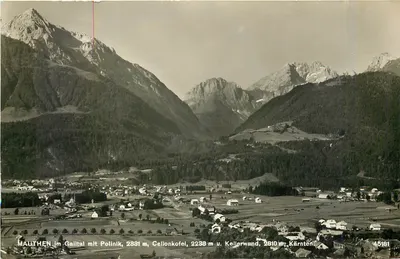Mauthen im Gailtal — Panoramablick mit alpinen Gipfeln — P. Ladermann, Fließbahn 2B