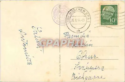München. Rathaus z Frauenkirche — widok z placu — wydawca nieznany — Rewers
