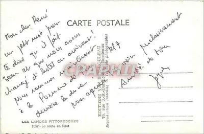 As Landas pitorescas — A estrada na floresta — Edições V.M. DEROULEAU, Bordeaux — Verso
