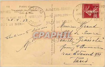 Ogólny widok 'Calanches' i Przełęcz Porto — Les Éditions d'Art Française, n°112 — Rewers