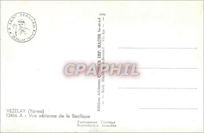 Vézelay — Widok z powietrza z bazyliki — Wydawnictwo Aériennes Combier — Rewers