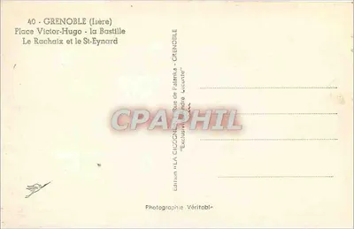 Grenoble (Isère) — Praça Victor-Hugo e a Bastilha — Edição 'LA CIGOGNE' — Verso