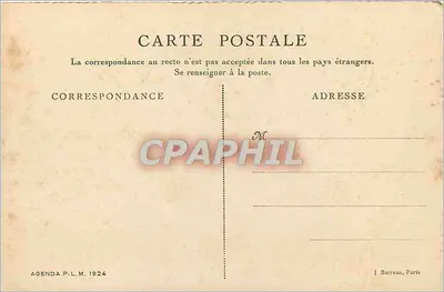 Velay — Le Puy. Vue générale — Agenda P.L.M. 1924, Cl. Vazeille — Verso