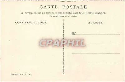 Praia de Carqueiranne — vista costeira com pinheirais — Agenda P.L.M. 1925 — Verso