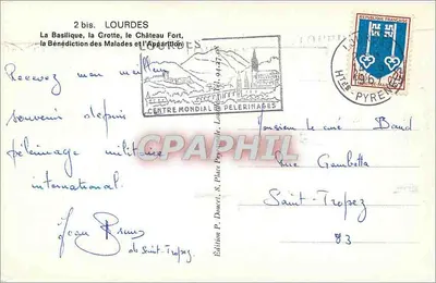 Lourdes — Herinnering aan Lourdes — Uitgave P. Donect, N. Place P. Pelerinages — Achterkant