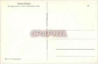 Baden-Baden — Fonte de primavera na Lichientaler Allee — Kunstvortrag Karl Paters, Fürth — Verso